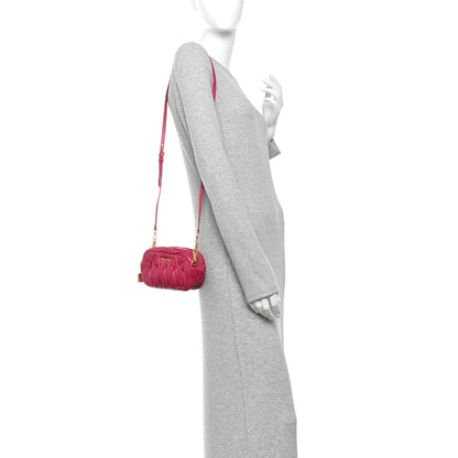 Miu Miu Vitello Lux Matelasse Zip Shoulder Bag Fuxia 2 of 11