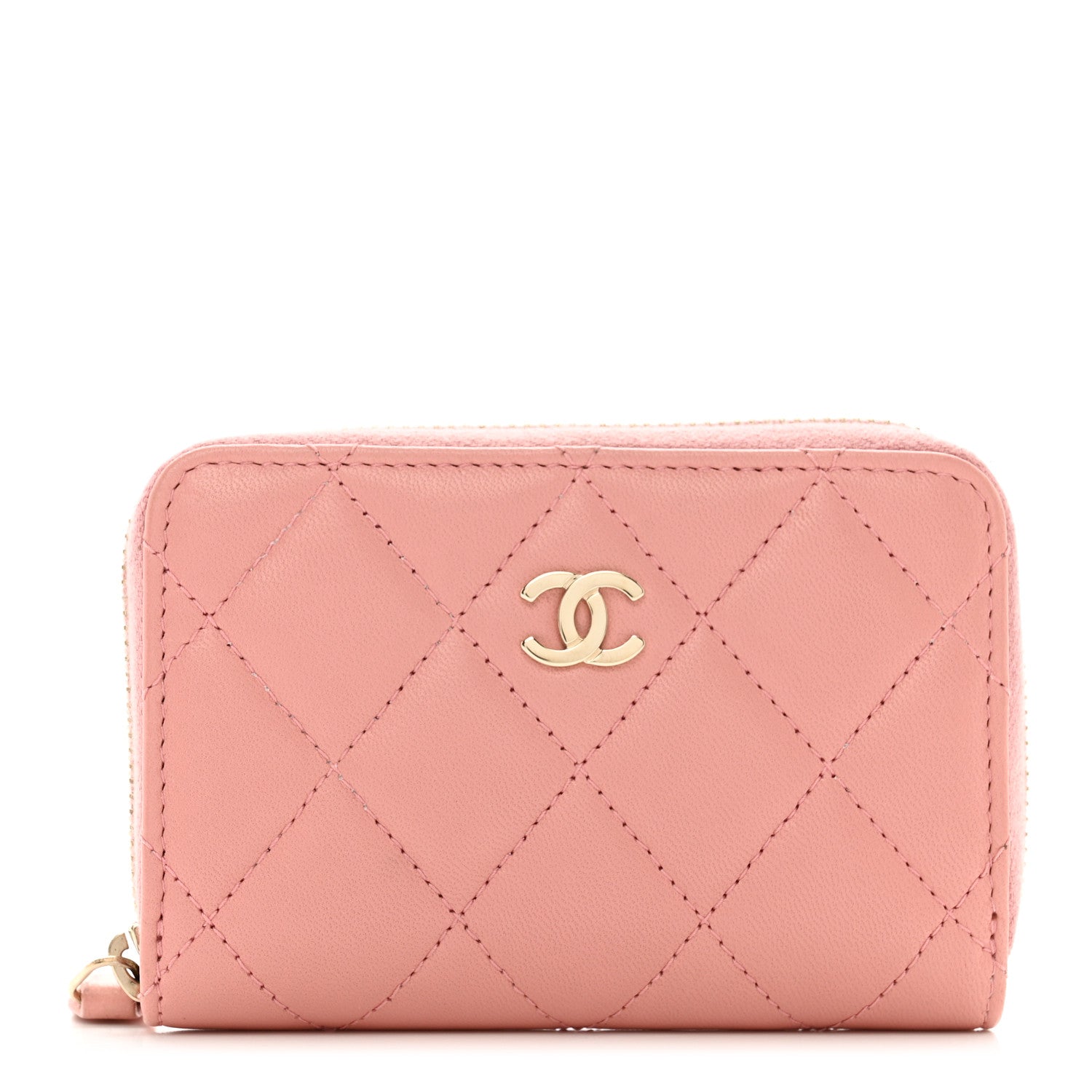 Chanel Lambskin Quilted Zip Around Coin Purse Light Pink 1 of 8