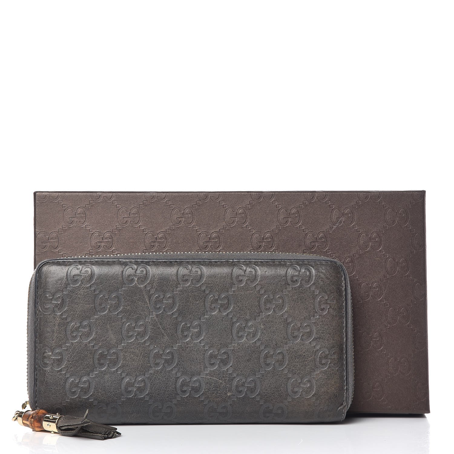 Gucci Guccissima Bamboo Tassel Zip Around Wallet Grey 7 of 7