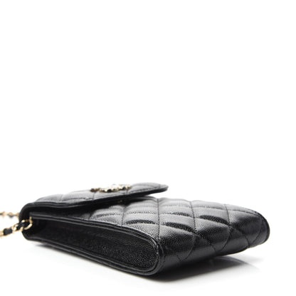 Chanel Caviar Quilted Crystal CC Airpods Pro and Phone Case With Chain Black 4 of 13