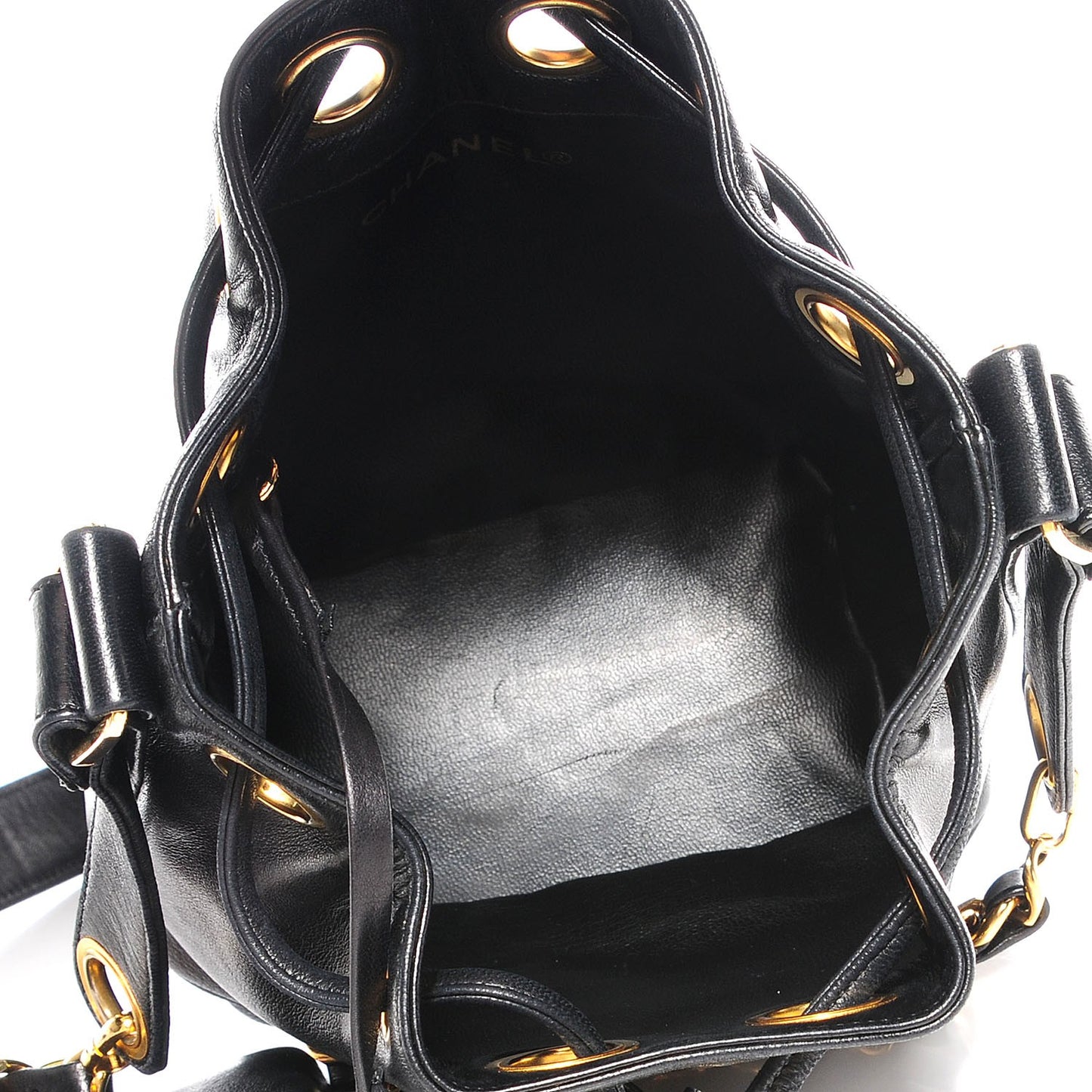 Lambskin CC Drawstring Bag Black