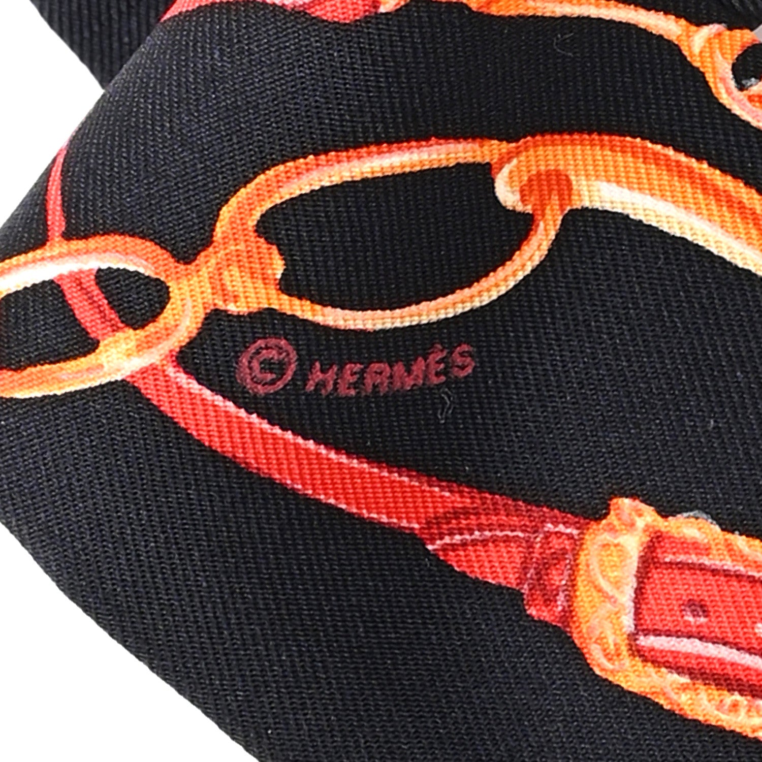 Hermes Silk Brides De Gala Twilly Noir Rouge Orange Vif 3 of 3