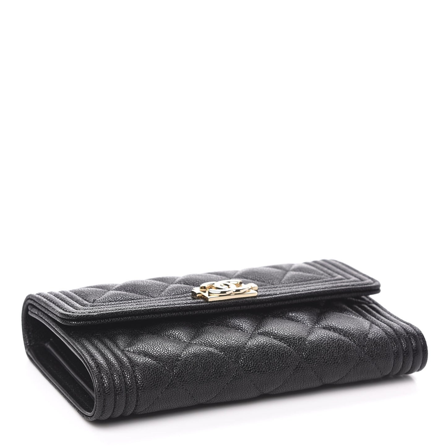 Caviar Quilted Medium Boy Flap Wallet Black