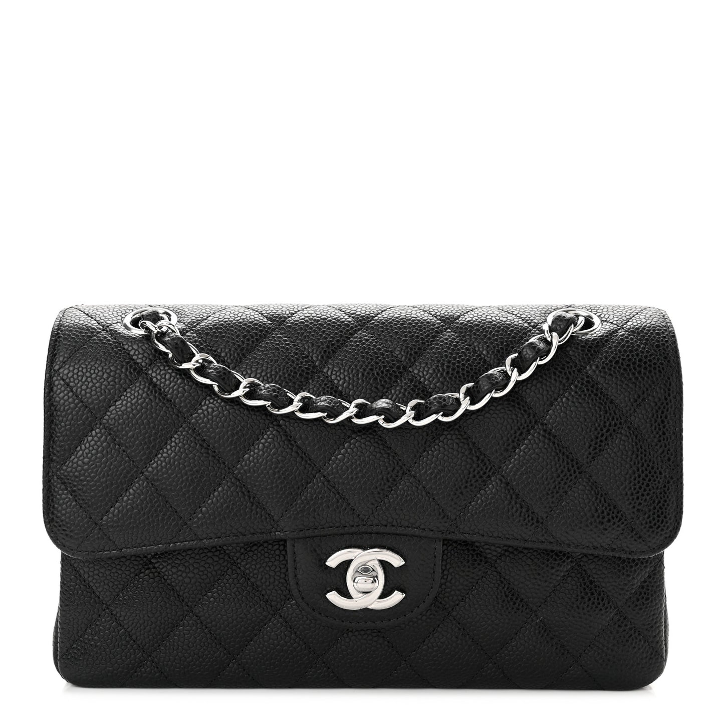 Caviar Quilted Small Double Flap Black