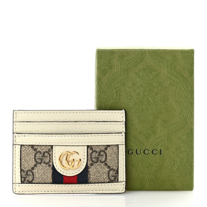 Gucci GG Supreme Monogram Textured Calfskin Web Ophidia Card Holder Beige Ebony Mystic White 7 of 7