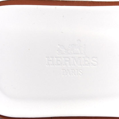 Hermes Box Calfskin Oran Sandals 37 White 6 of 6
