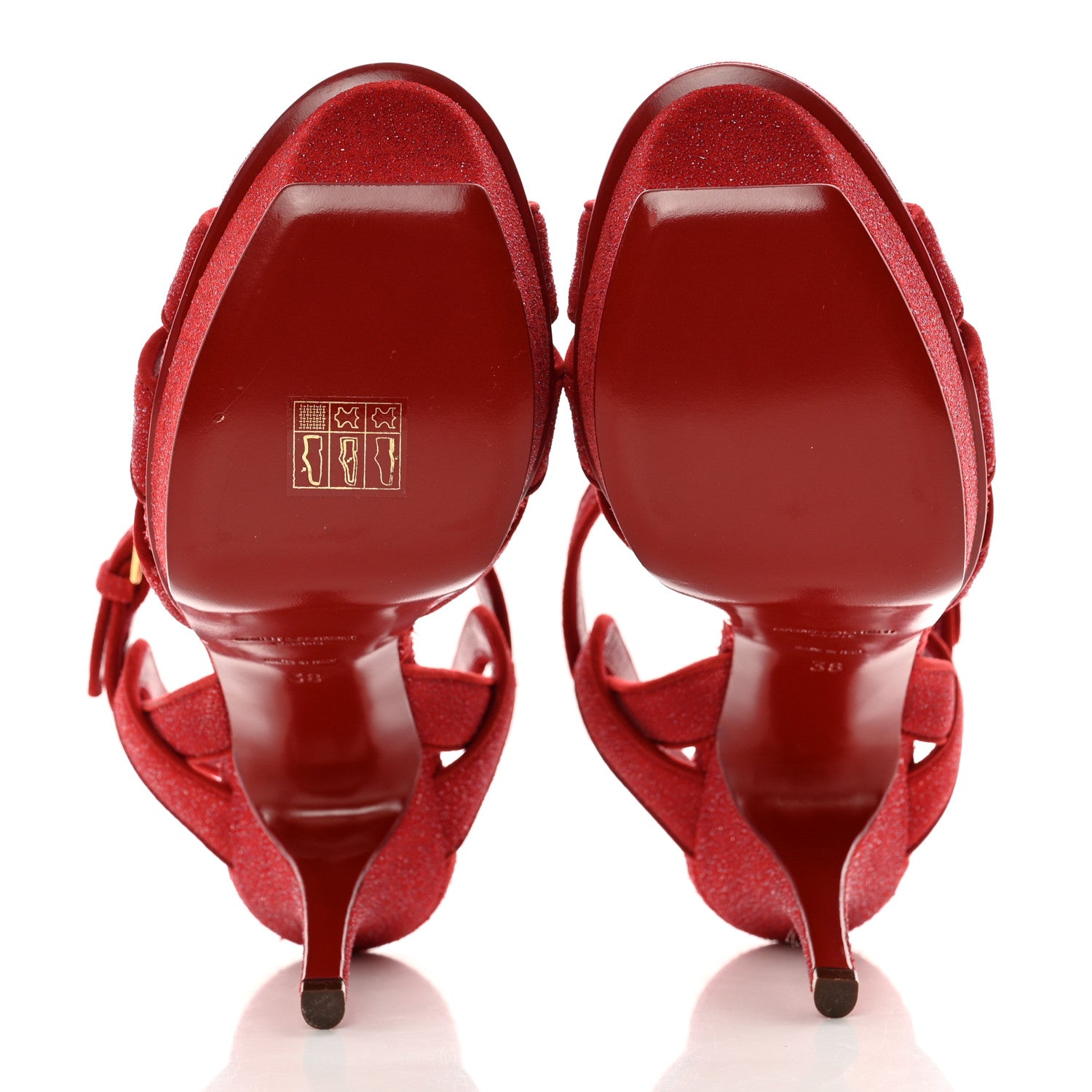 Saint Laurent Suede Quartz Tribute 75 Platform Sandals 38 Lipstick 5 of 9