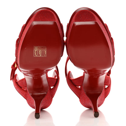 Saint Laurent Suede Quartz Tribute 75 Platform Sandals 38 Lipstick 5 of 9