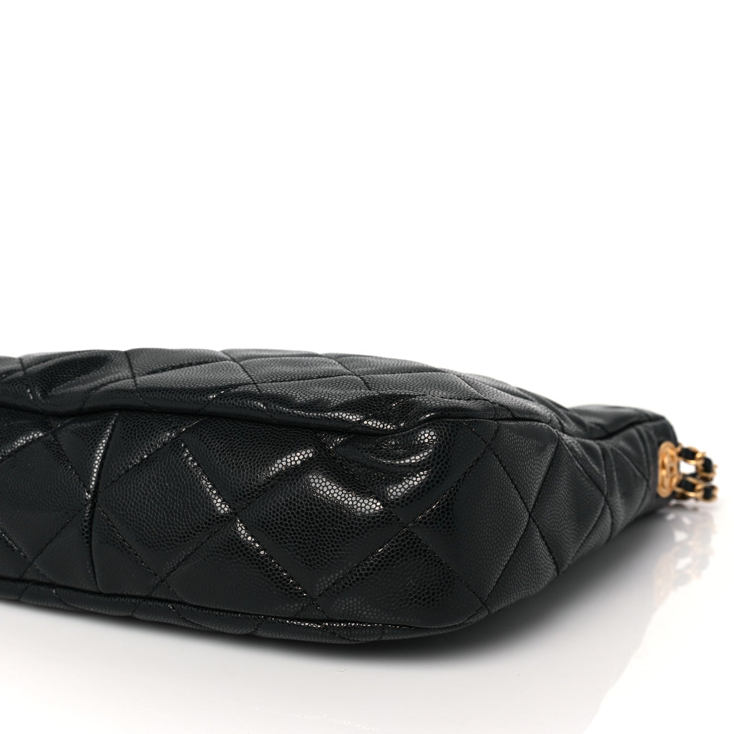Caviar Quilted Twist Your Buttons Hobo Black