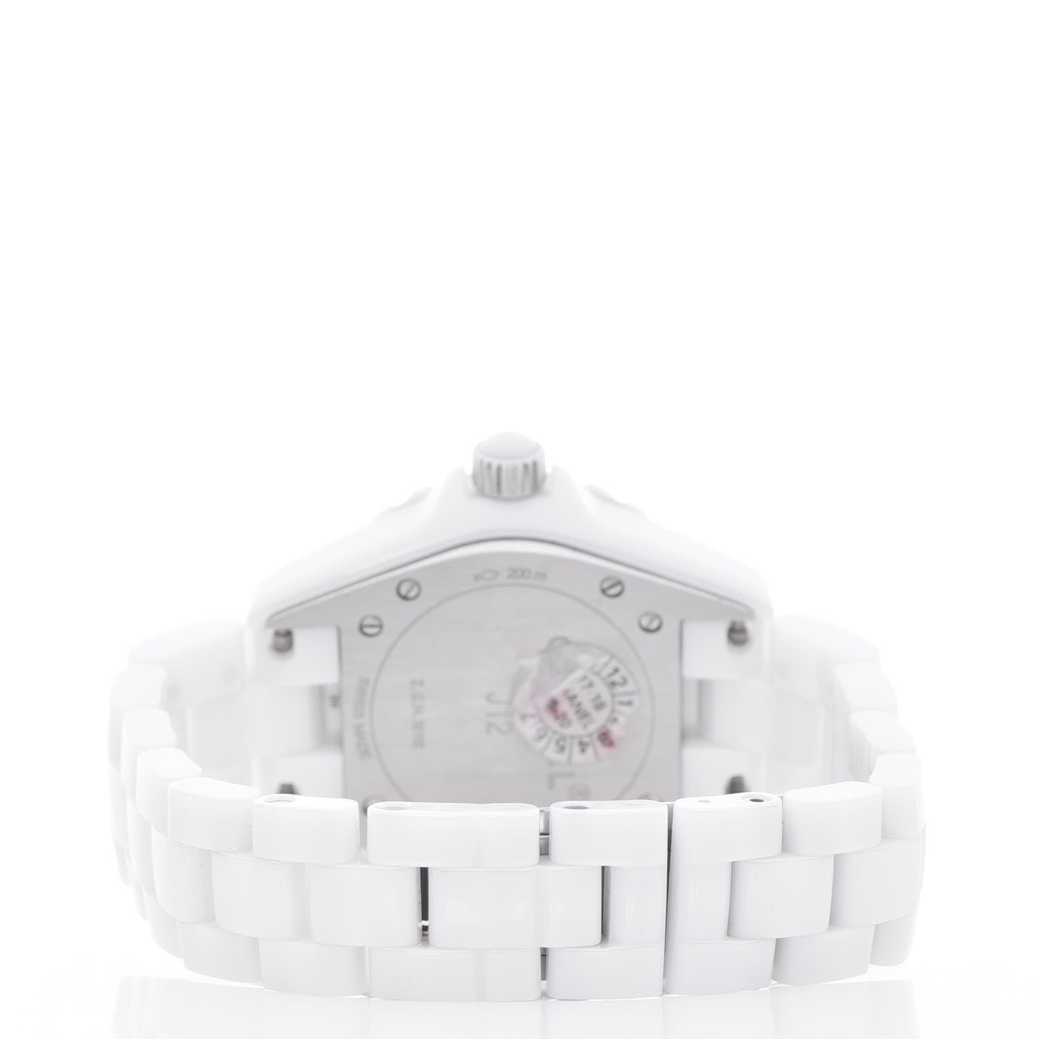 Chanel Stainless Steel Ceramic Diamond 33mm J12 Quartz Watch White 4 of 8