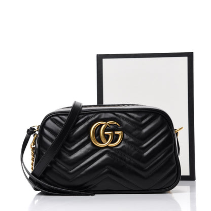 Gucci Calfskin Matelasse Small GG Marmont Chain Shoulder Bag Black 11 of 11