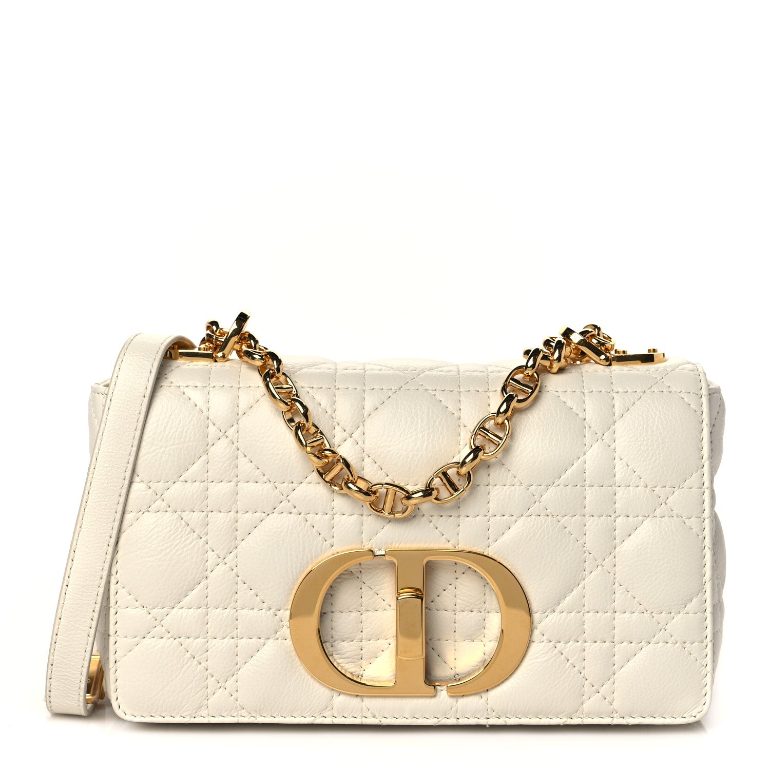 Christian Dior Calfskin Cannage Small Caro Bag Ivory 1 of 10