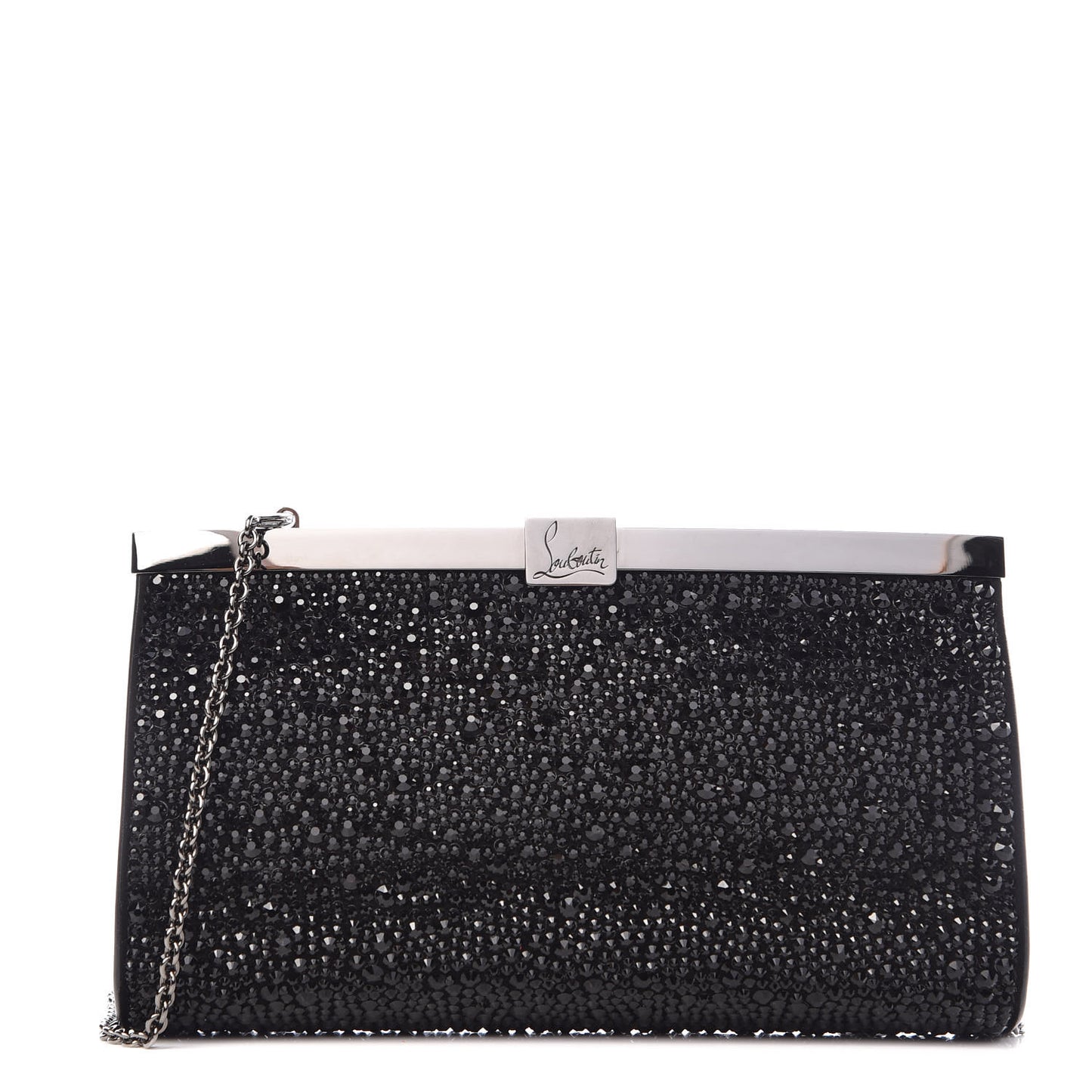 Suede Crystal Strass Small Palmette Clutch Black
