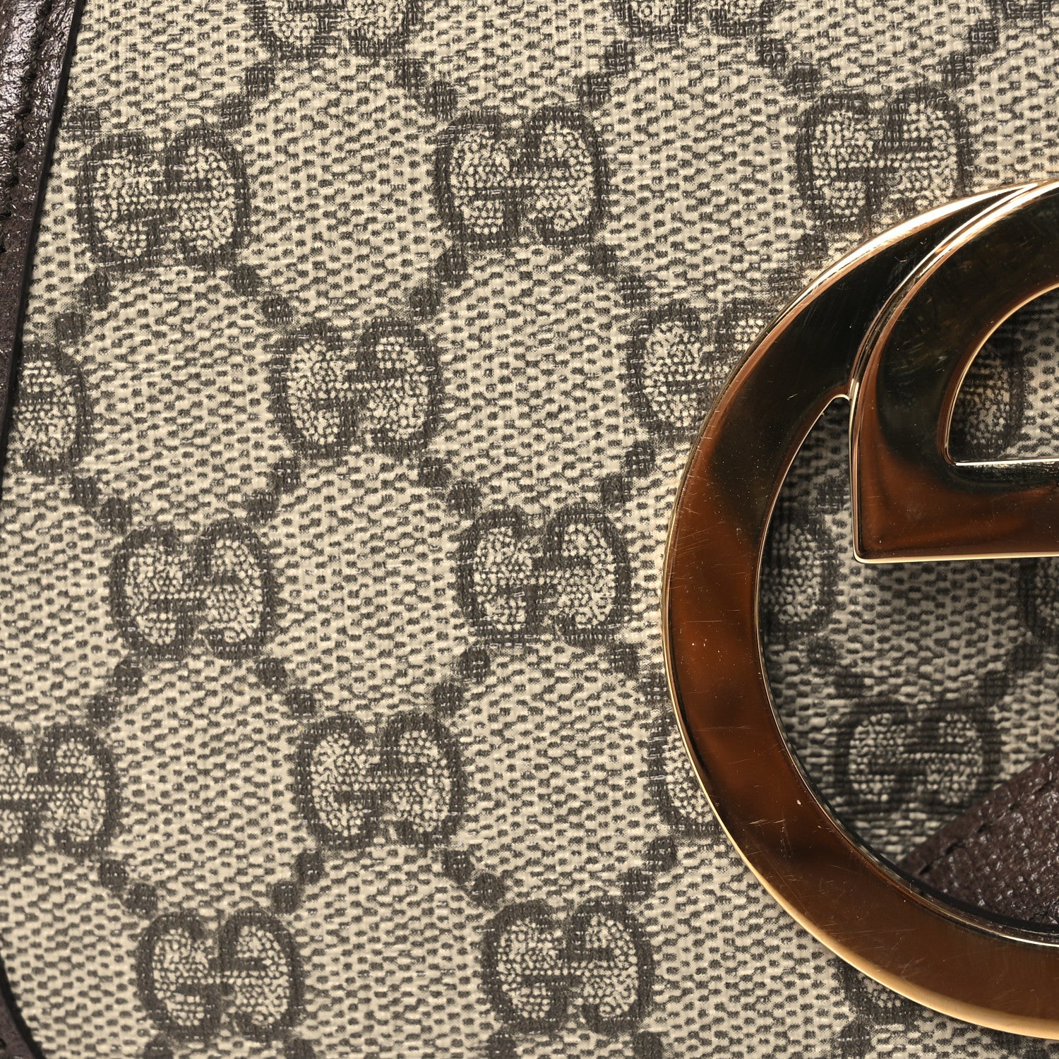 Gucci GG Supreme Monogram Textured Dollar Calfskin Mini Blondie Chain Shoulder Flap Bag Beige Ebony New Acero 8 of 12