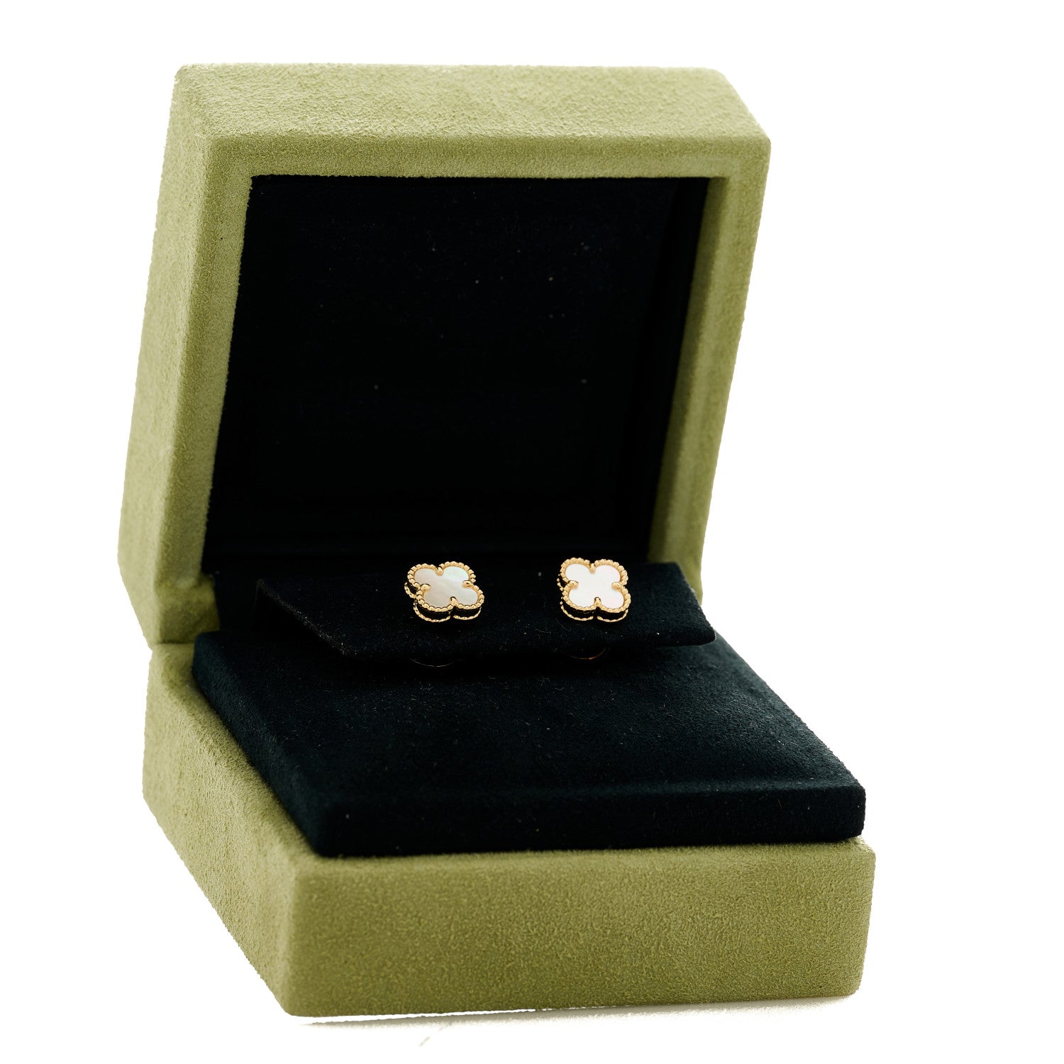 Van Cleef & Arpels 18K Yellow Gold Mother of Pearl Sweet Alhambra Earrings 5 of 5