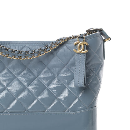 Chanel Patent Goatskin Quilted Medium Gabrielle Hobo Blue 8 of 13