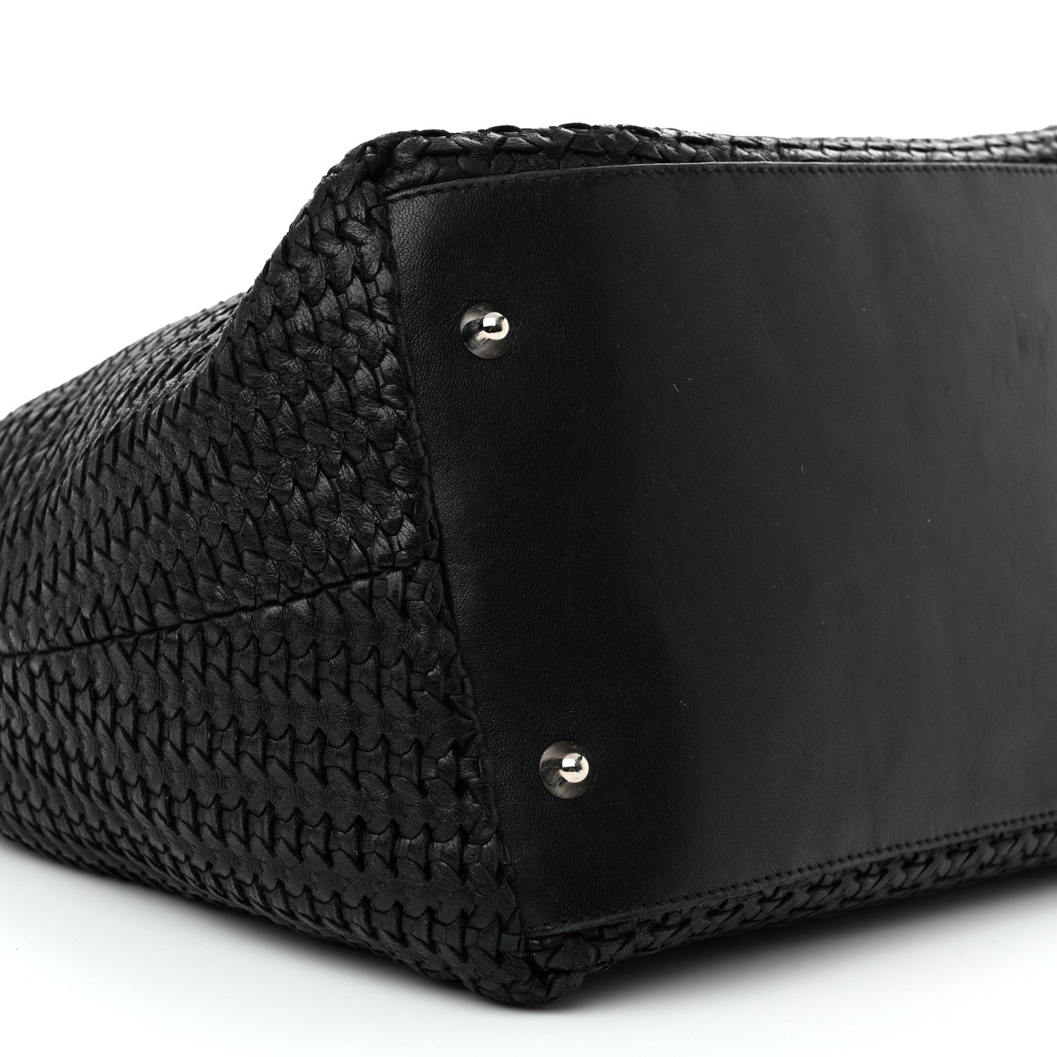 Christian Dior Lambskin Woven Dior Tote Black 9 of 10