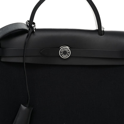 Hermes Military Toile Vache Hunter Herbag Zip Retourne 31 PM Black 8 of 12