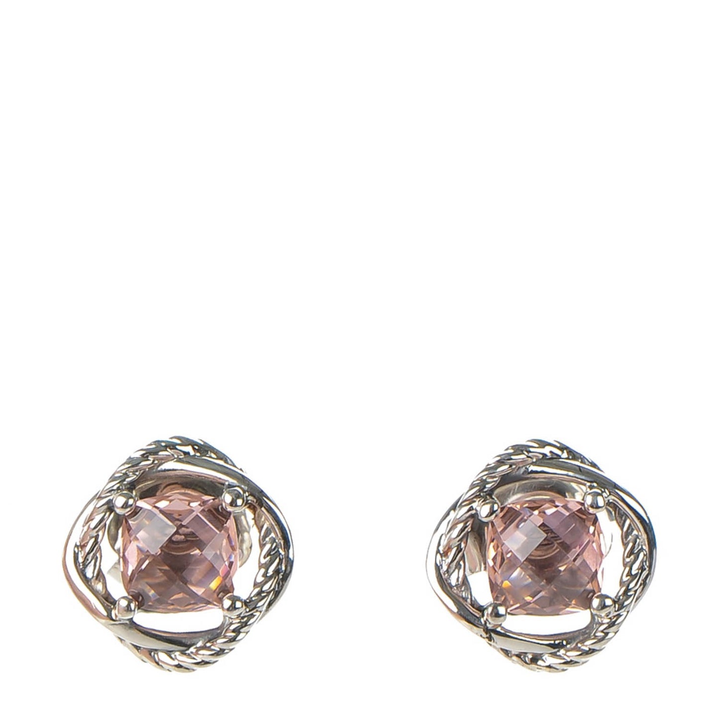 Sterling Silver Morganite 7mm Infinity Earrings