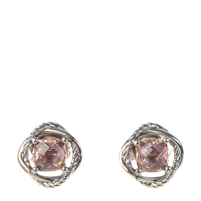 David Yurman Sterling Silver Morganite 7mm Infinity Earrings 1 of 6