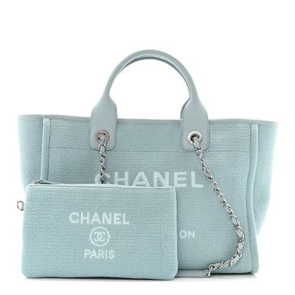 Chanel Mixed Fibers Small Deauville Tote Light Blue 3 of 16