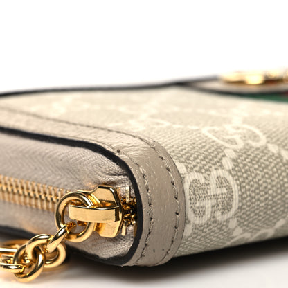 Gucci GG Supreme Monogram Textured Dollar Calfskin Web Ophidia Zip Around Wallet Beige Mystic White Oatmeal 9 of 10