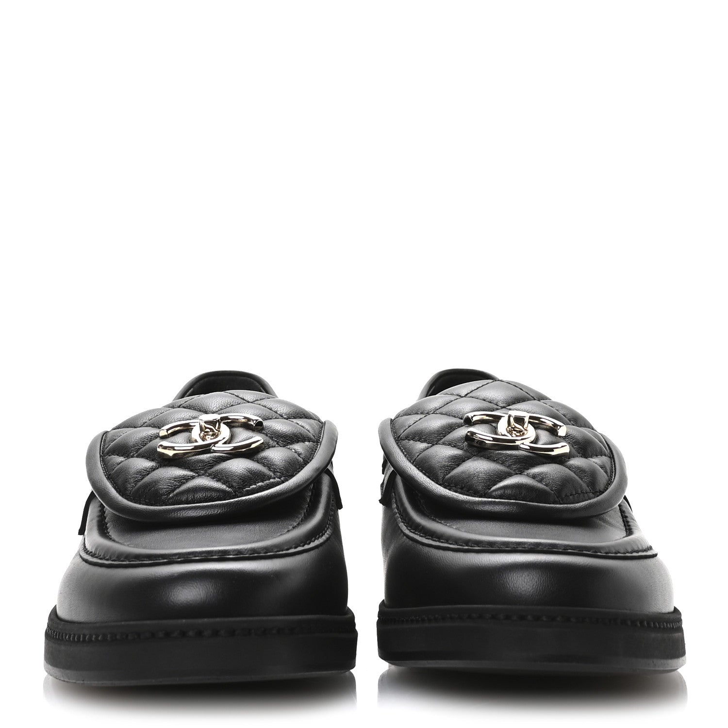 Chanel Lambskin Quilted CC Turnlock Loafers 41 Black 3 of 9