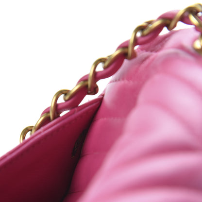 Chanel Lambskin Chevron Quilted Mini Square Flap Fuchsia 12 of 14