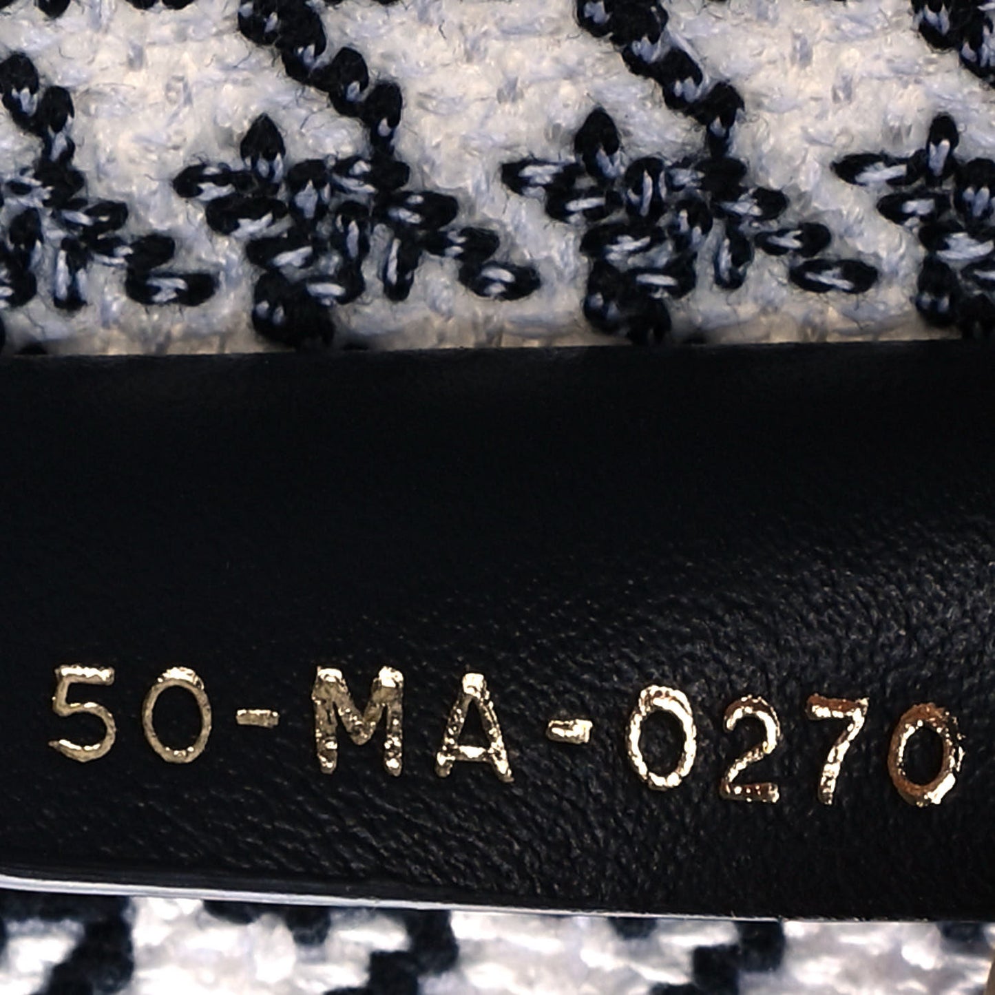 Canvas Houndstooth Embroidered Medium Book Tote Black White