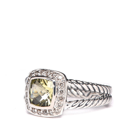 David Yurman Sterling Silver Diamond Lemon Quartz 7mm Petite Albion Ring 52 6 3 of 5