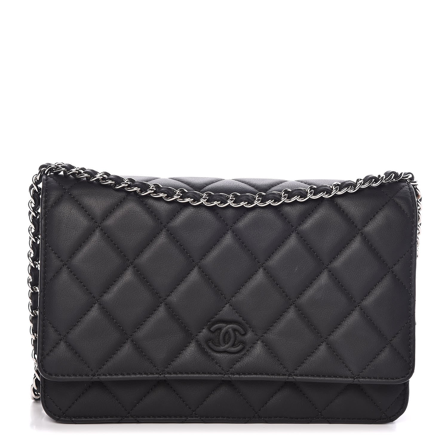 Chanel Calfskin Quilted Wallet On Chain WOC Black 1 of 12