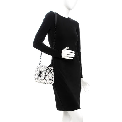 Louis Vuitton Calfskin Graphic Print Twist Shoulder Bag MM White Black 2 of 5