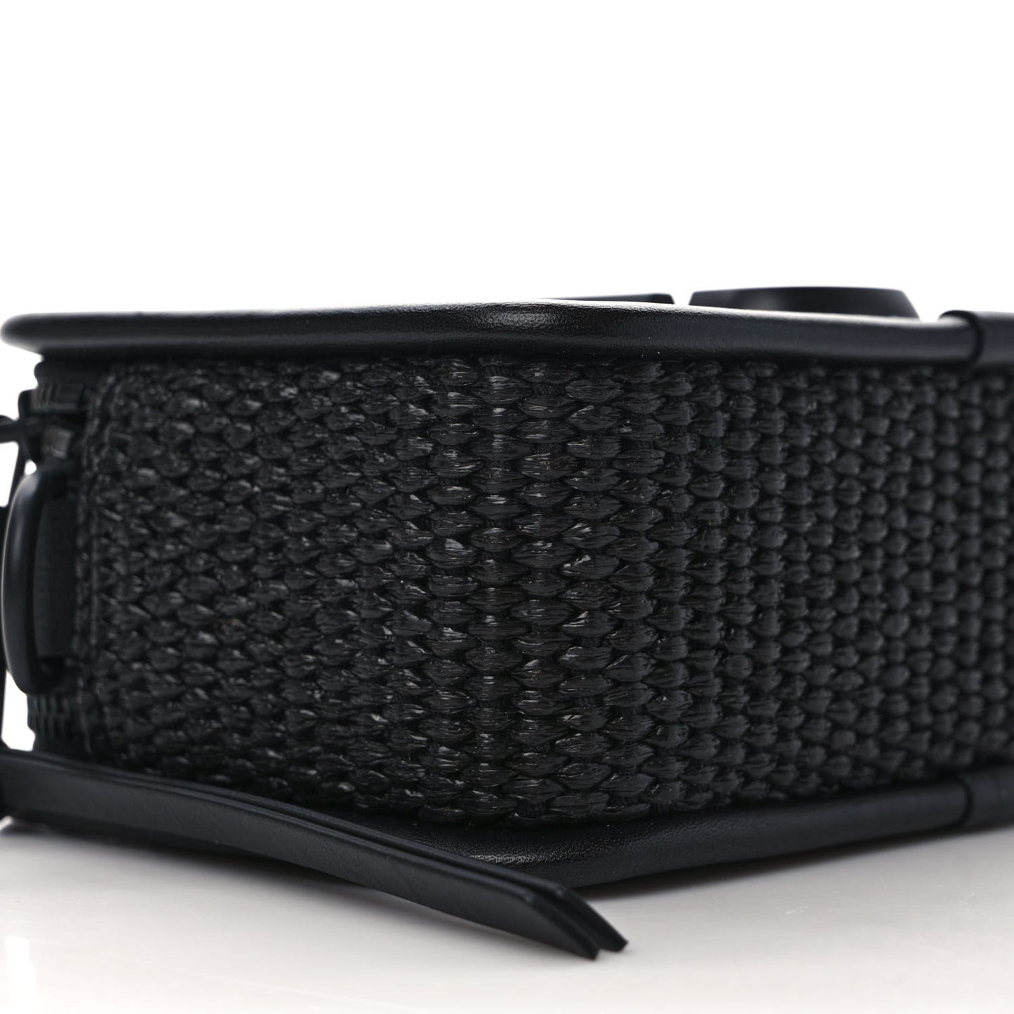 Calfskin Straw Small The Woven Snapshot DTM Camera Bag Black