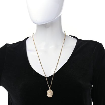 Chanel Crystal CC Medallion Necklace Gold 2 of 7