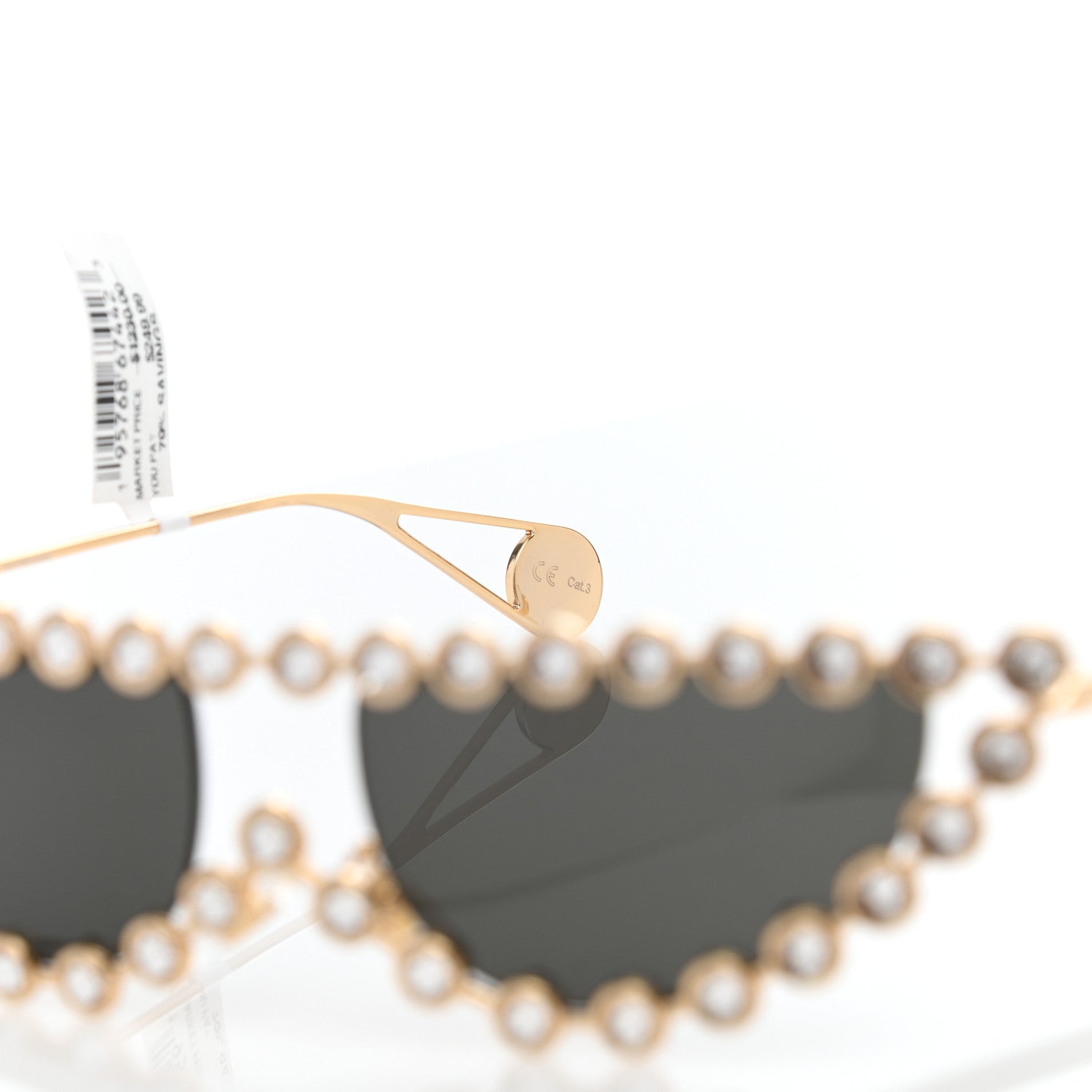 Gucci Metal Crystal Cat Eye Sunglasses GG0364S Gold 5 of 5