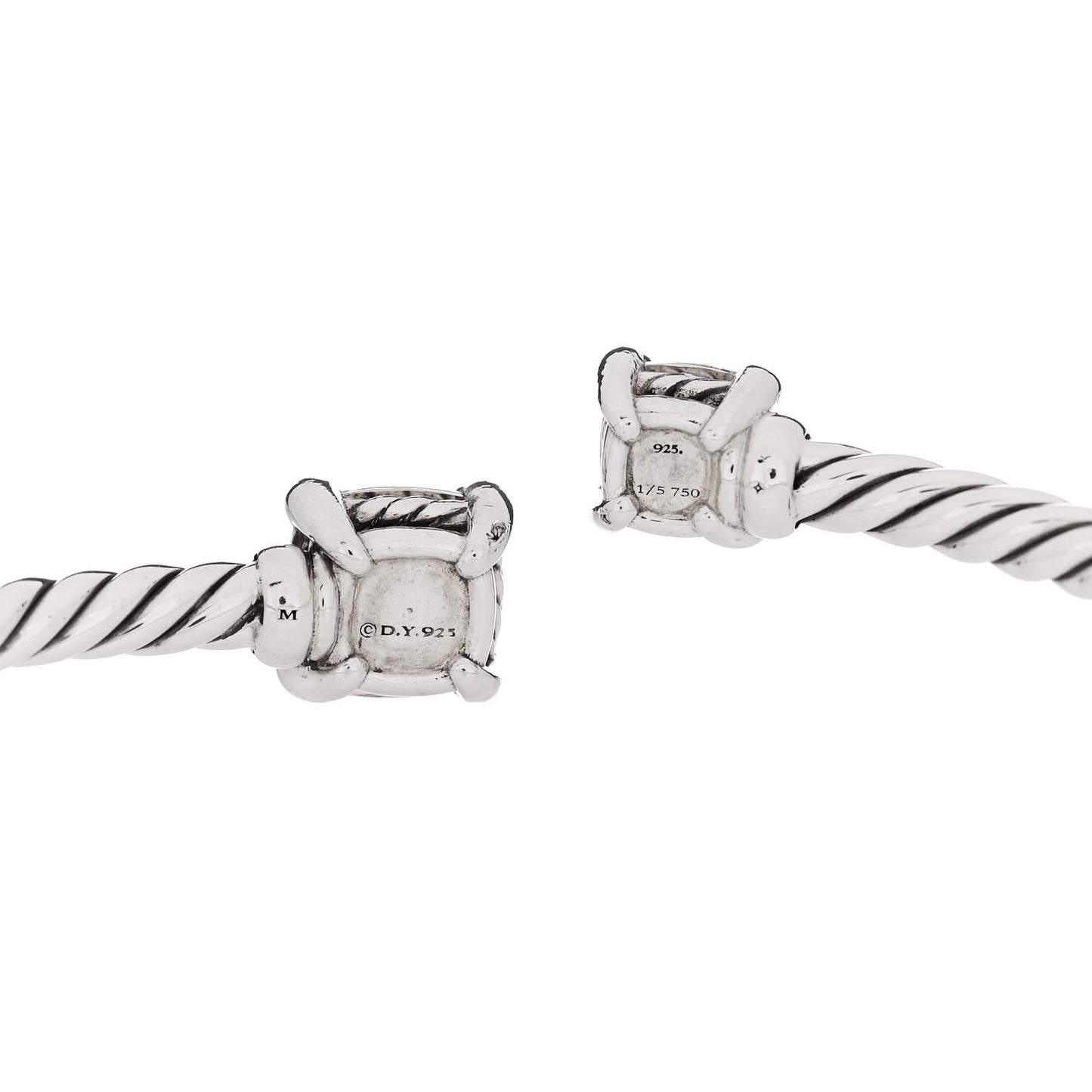 Sterling Silver 18K Yellow Gold Diamond 4mm Chatelaine Bypass Bracelet