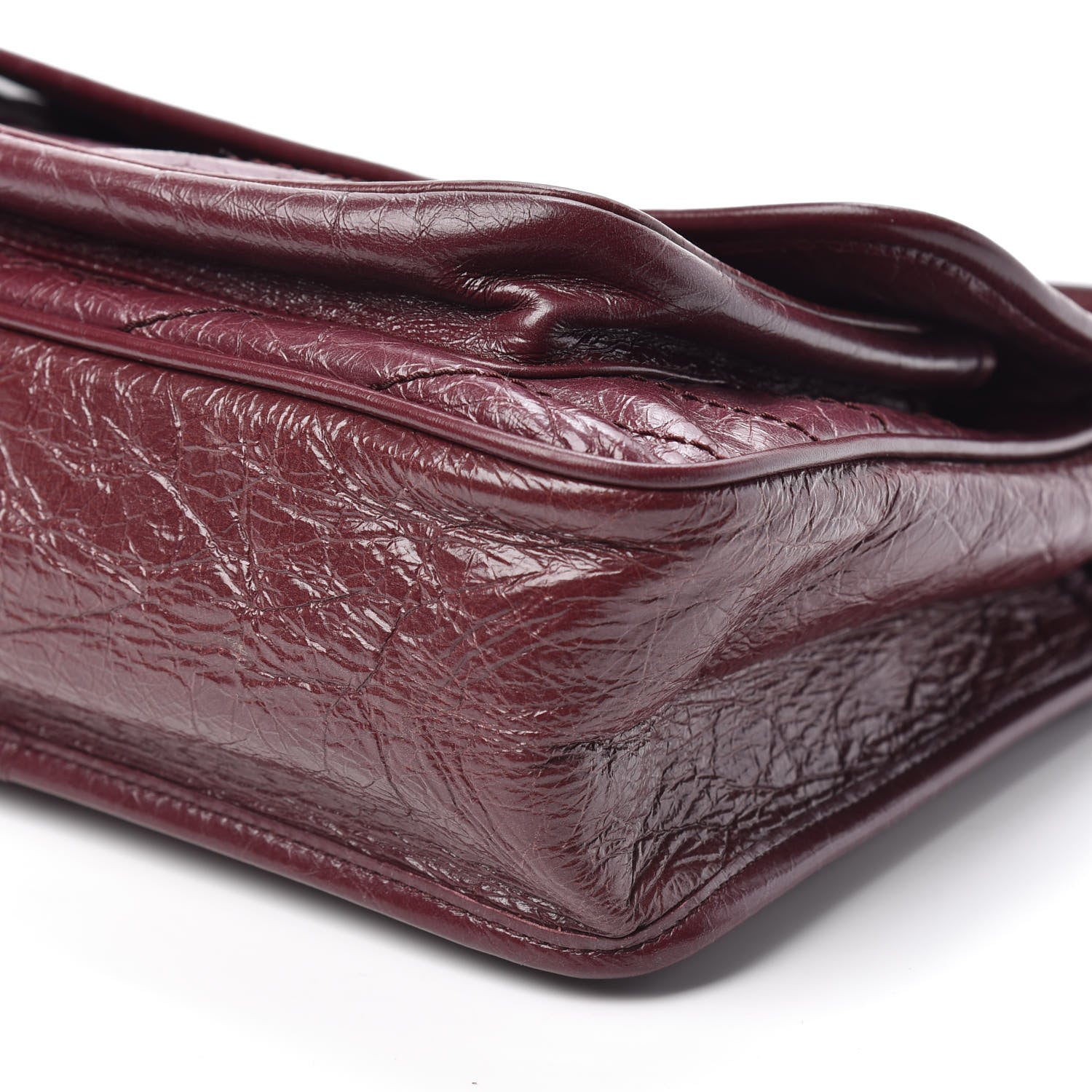 Saint Laurent Crinkled Calfskin Matelasse Monogram Medium Niki Chain Satchel Burgundy 9 of 9