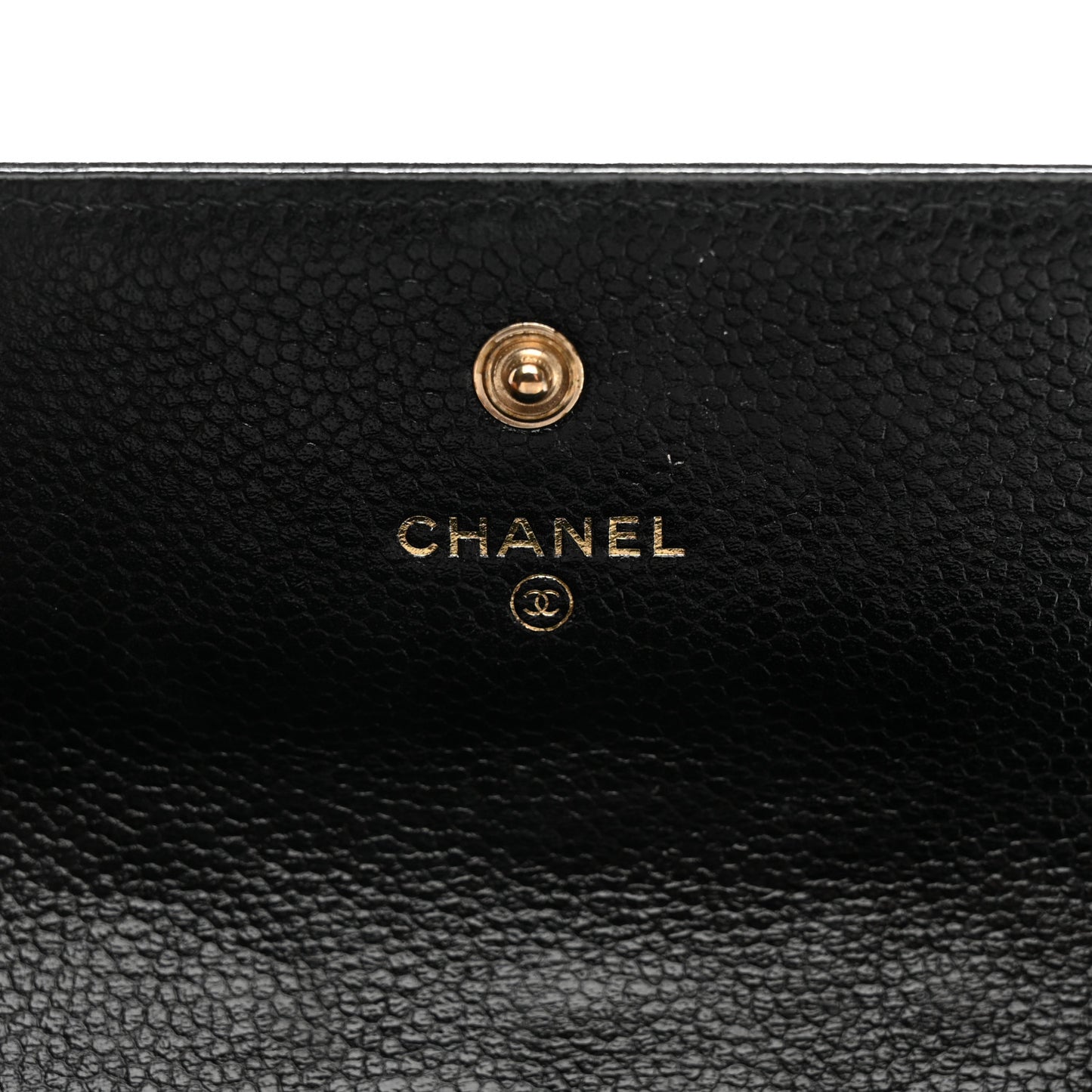 Caviar Camellia Embossed Flap Wallet Black