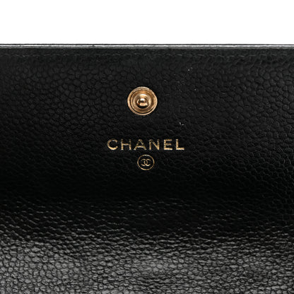 Chanel Caviar Camellia Embossed Flap Wallet Black 6 of 12