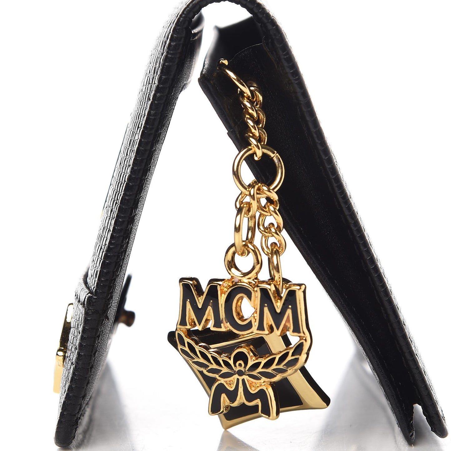 Calfskin Embellished Card Holder Black