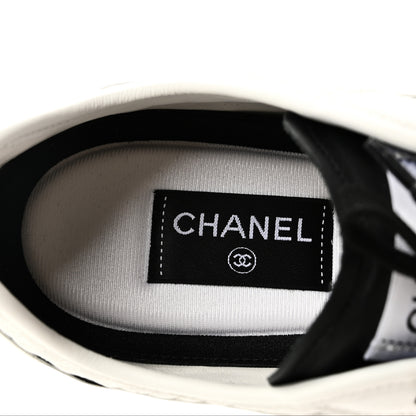 Chanel Calfskin Suede CC Mens Sneakers 43 White Beige Black 10 of 10
