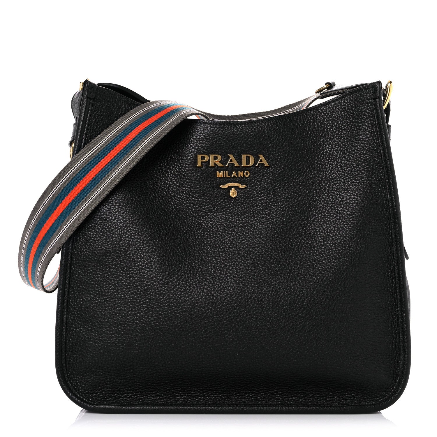 Prada Vitello Daino Hobo Messenger Bag Black 1 of 12