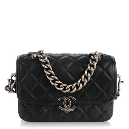 Chanel Caviar Iridescent Calfskin Quilted Small Daily Carry Messenger Black 1 of 7