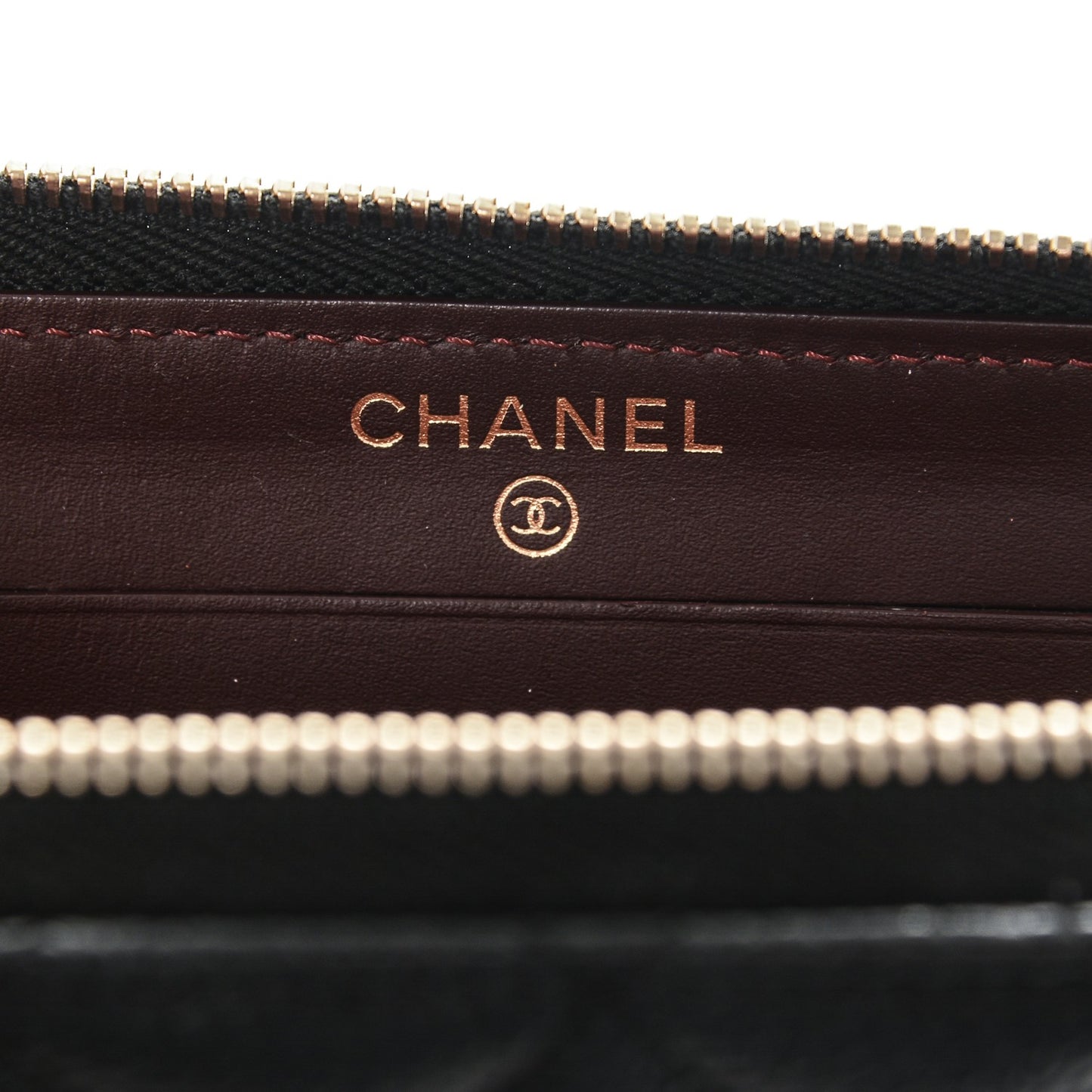 Caviar Quilted Small Zip Around Wallet Black