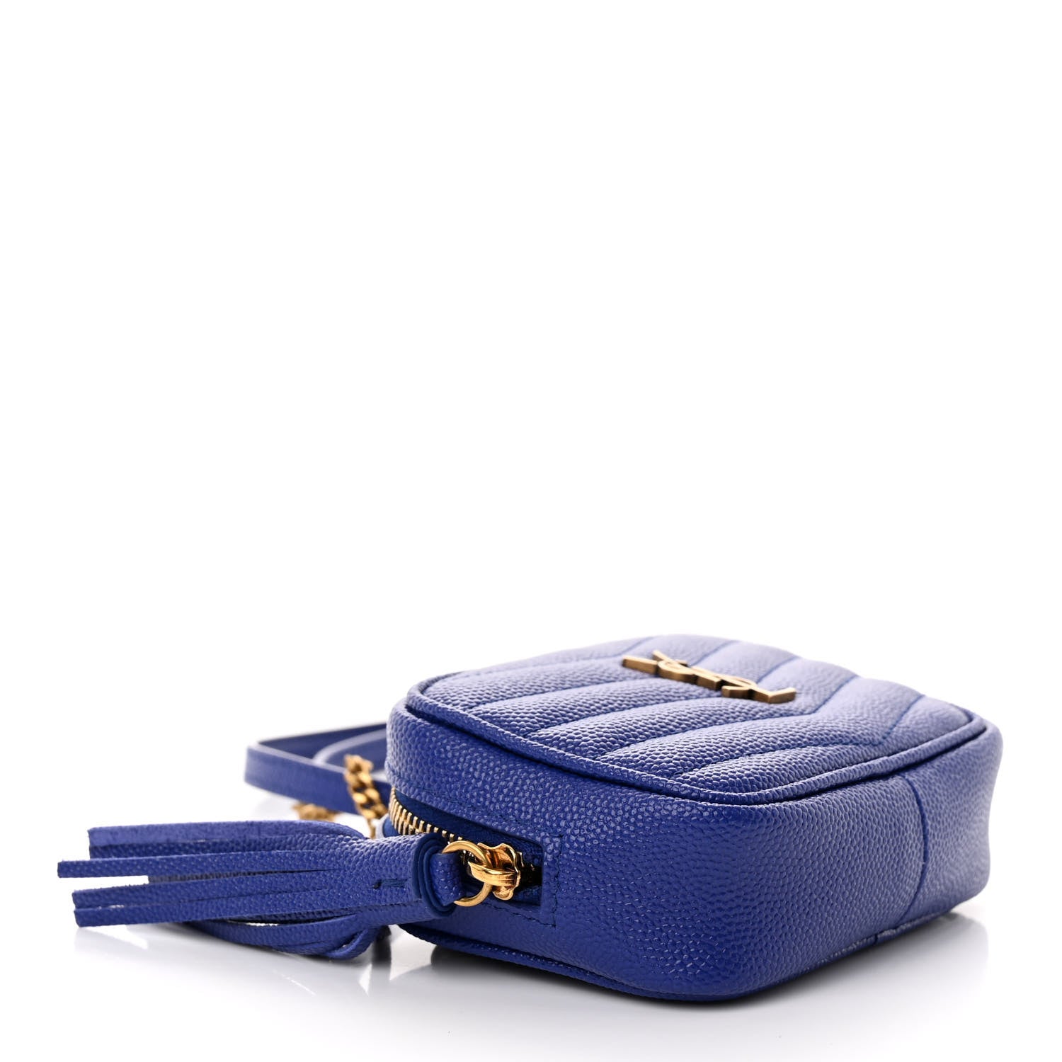 Saint Laurent Grain De Poudre Matelasse Monogram Baby Lou Camera Bag Sapphire Blue 4 of 9
