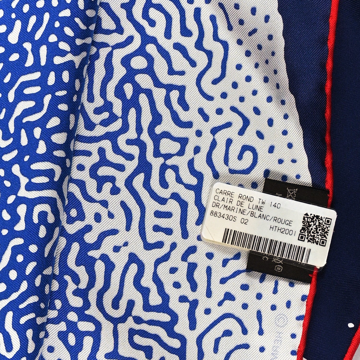 Hermes Silk Clair De Lune Round Scarf Marine White Rouge 3 of 4