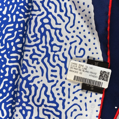 Hermes Silk Clair De Lune Round Scarf Marine White Rouge 3 of 4