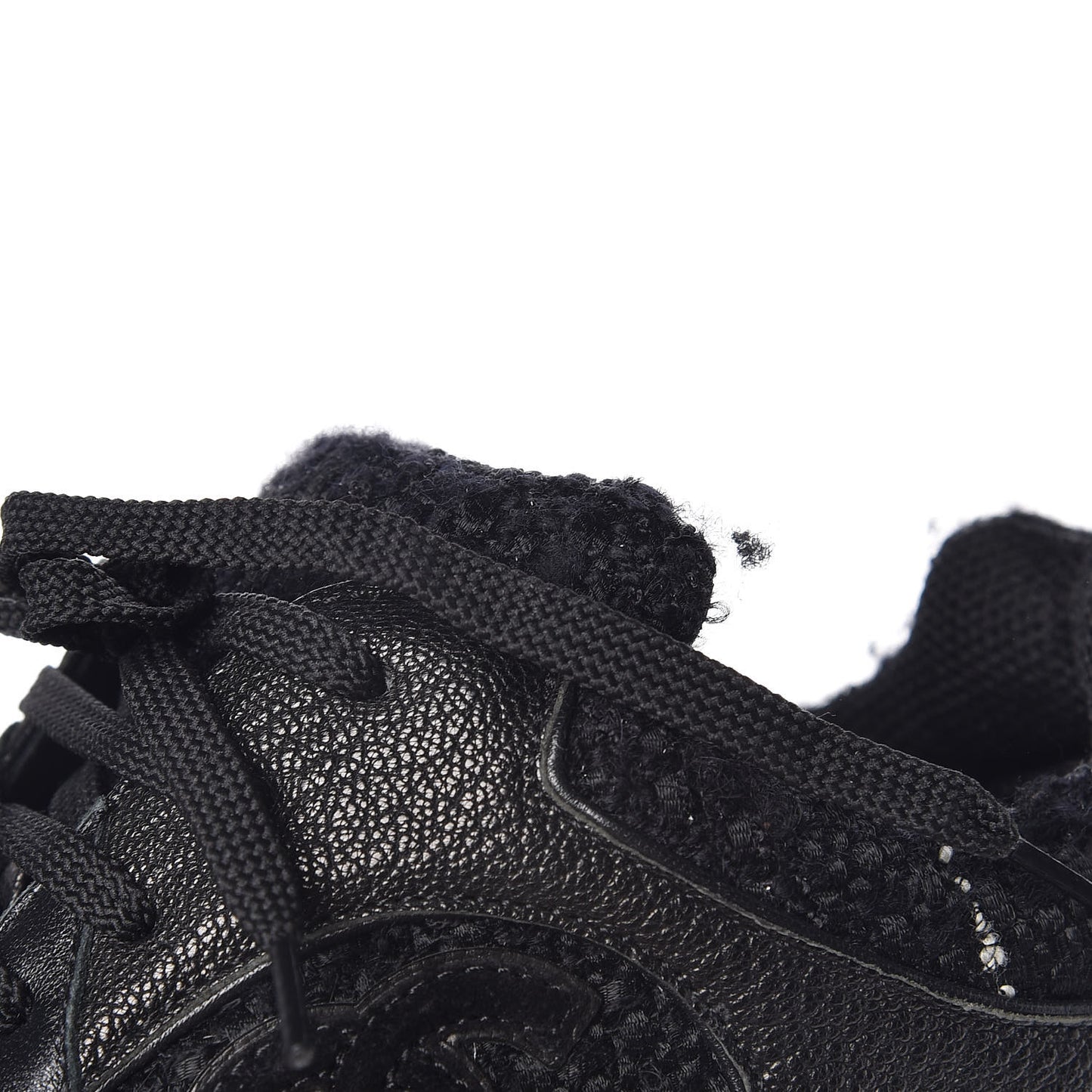 Tweed Suede Goatskin CC Sneakers 38 Black White