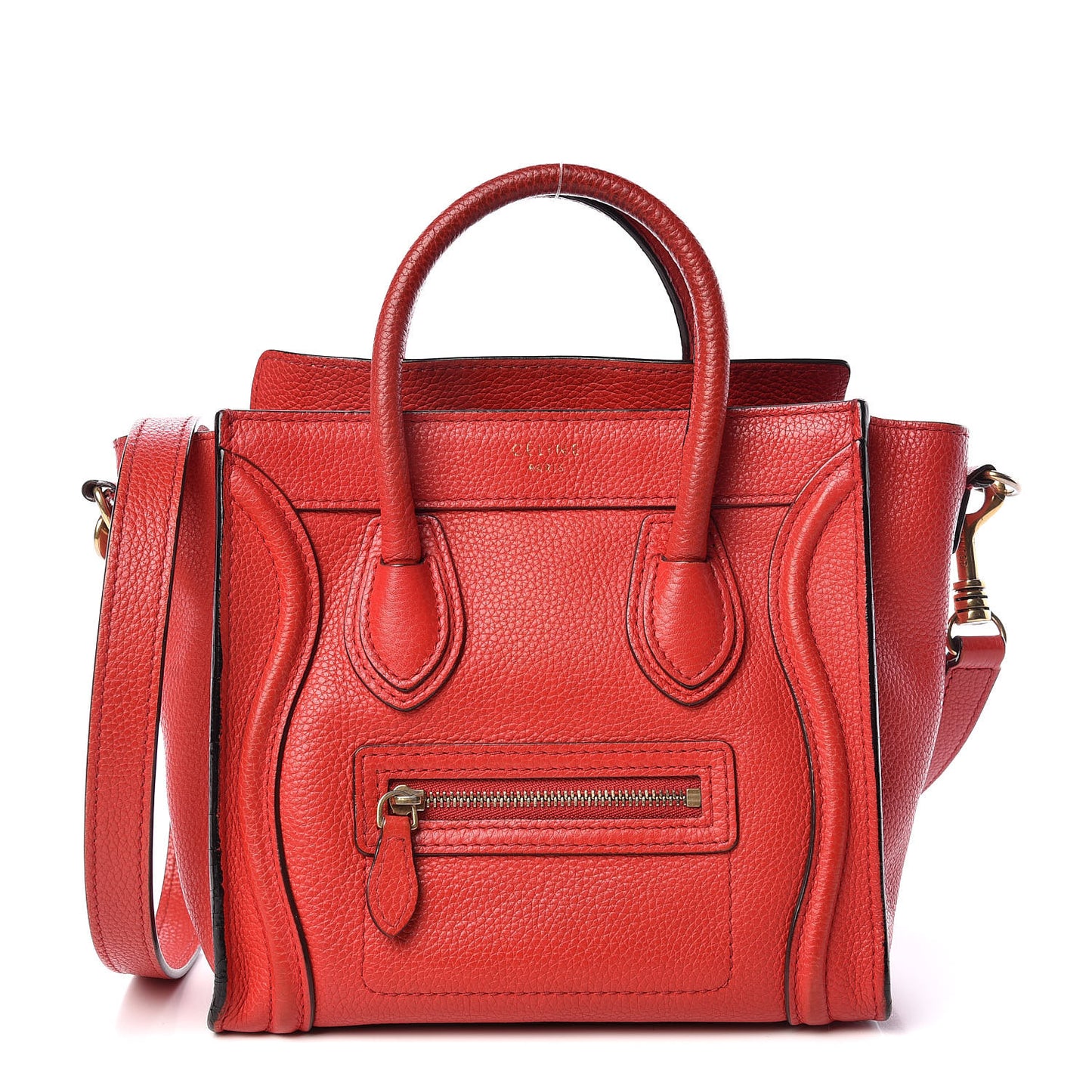 Drummed Calfskin Nano Luggage Coquelicot