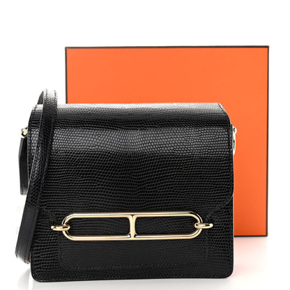 Hermes Lizard Mini Sac Roulis Black 10 of 10